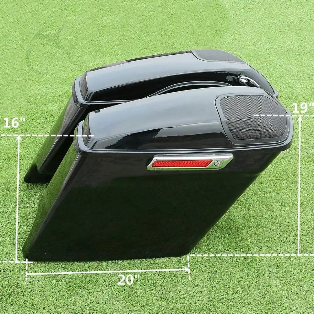 Motorcycle Stretched Extended Saddlebags + Speaker Grill For Harley Touring Road Glide Electra King 2014-2021 2019 18 |