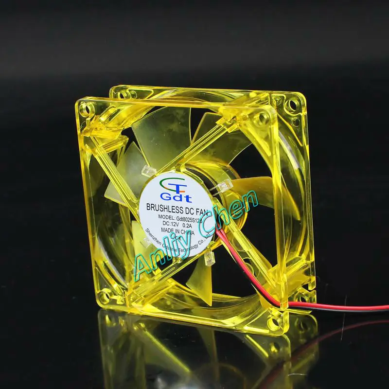 100 шт. в партии 80 мм 25 8 см DC 12 В 4 pin желтый LED охлаждающий вентилятор для ПК