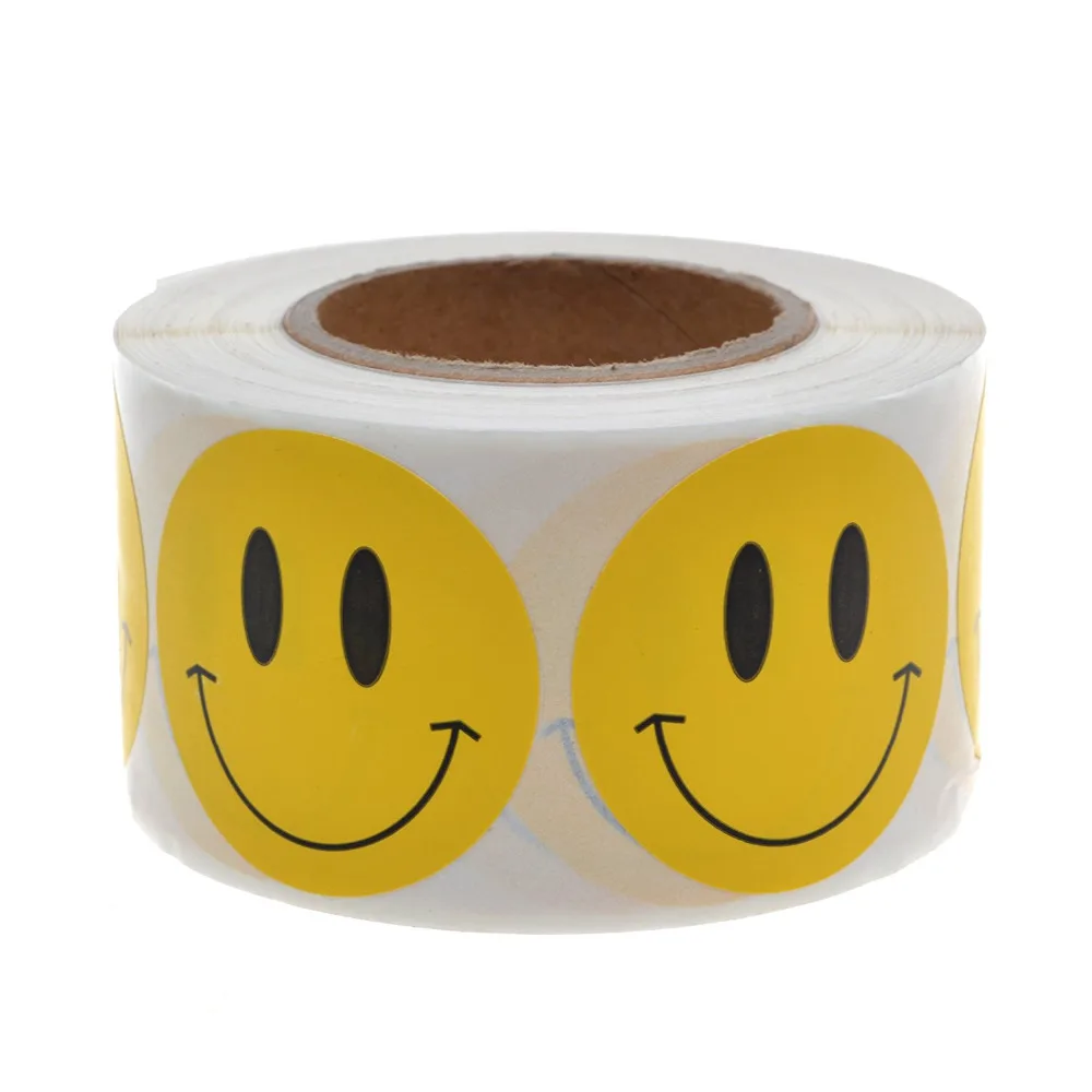 1-1/2 дюйма круглые желтые наклейки со смайликом/Labels-500pcs цветного кодирования в