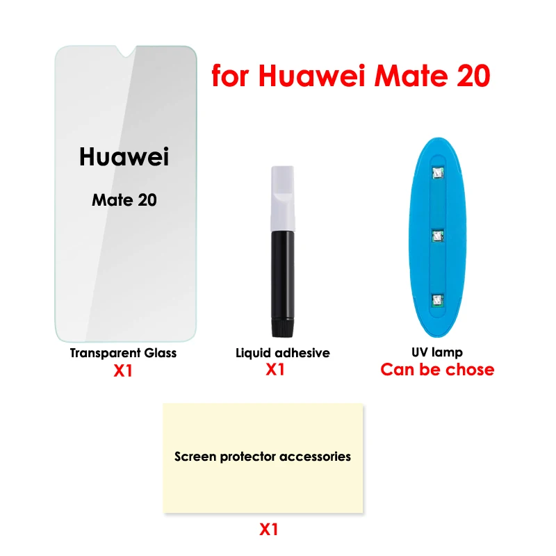 Akcoo mate 20 стекло Полный Клей для huawei mate 20 pro защита экрана УФ клей для mate 30 Pro закаленное стекло P30 Pro пленка для экрана - Color: for Mate 20
