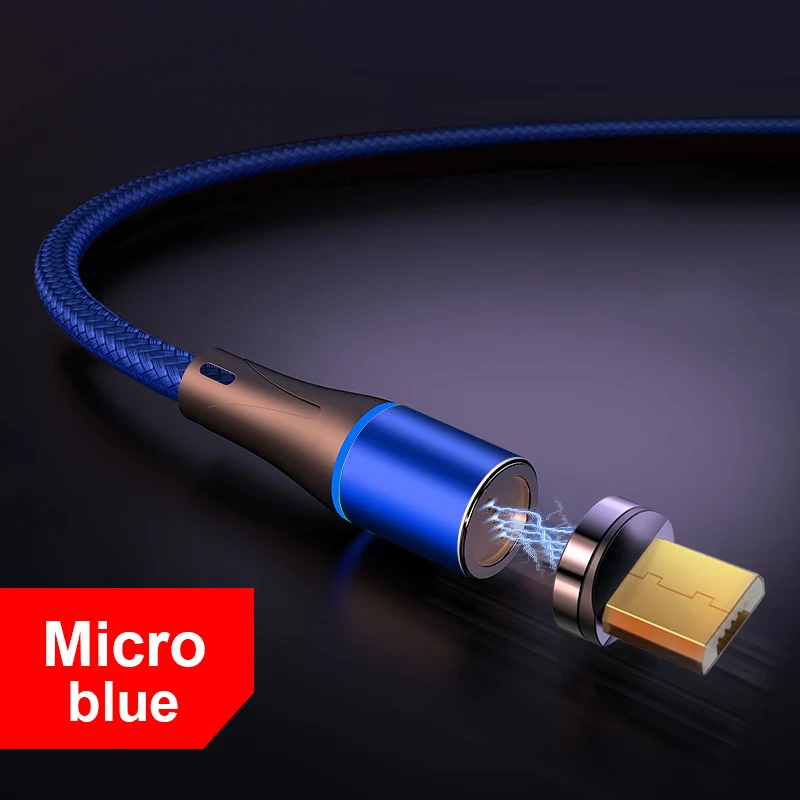 Romichw 3A Magetic кабель для быстрой зарядки Micro usb type C кабель Oneplus 6t для Redmi Note 7 K20 Pro кабель зарядное устройство для iPhone X XR - Цвет: Blue Micro USB