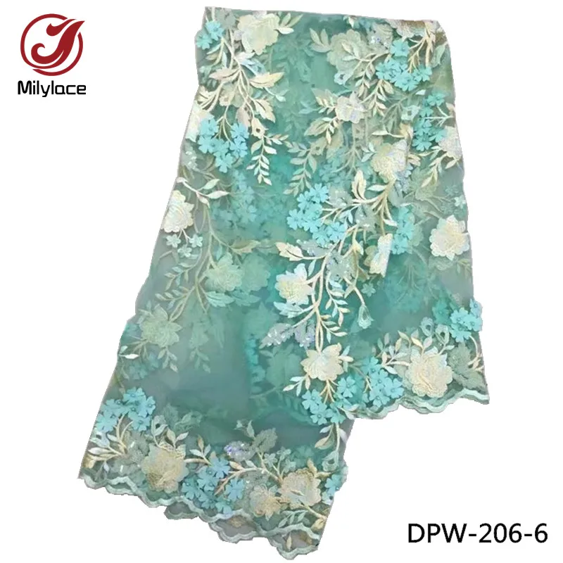 3d цветок кружевная расшитая ткань с бисером высокого качества Свадебная