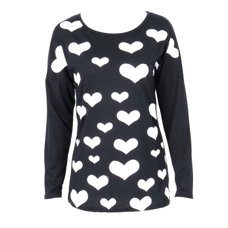 Лидер продаж леди Для женщин Блузка с длинными рукавами наряды любовь печати о