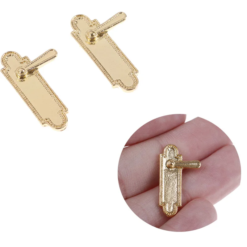 

2 шт. 1/12 весы Мини DIY аксессуары, винтажный кукольный домик, миниатюрный дверной замок и ключевая кукла, дом, Сказочная дверь, золото