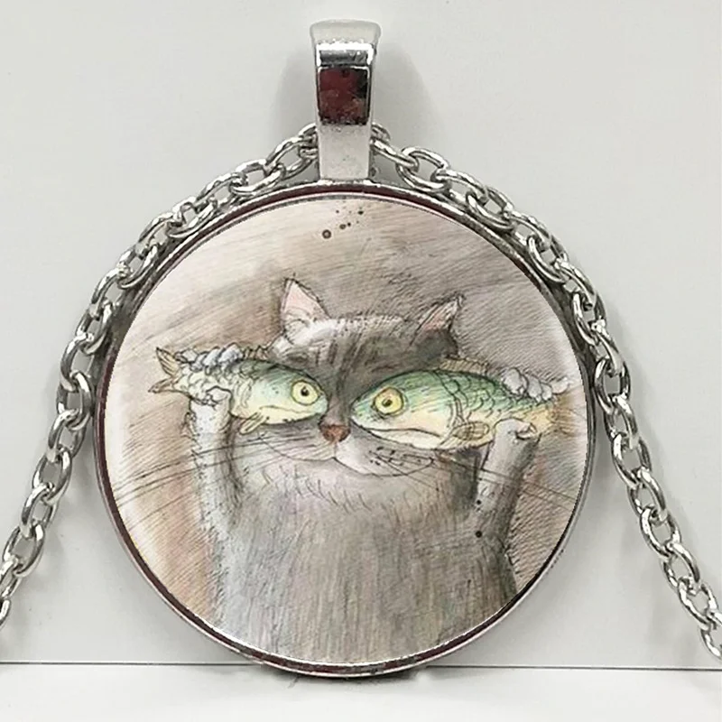 YAUTION wholesale new 2020 cat and fish fashion crystal glass pendant sweater chain necklace jewelry | Украшения и аксессуары