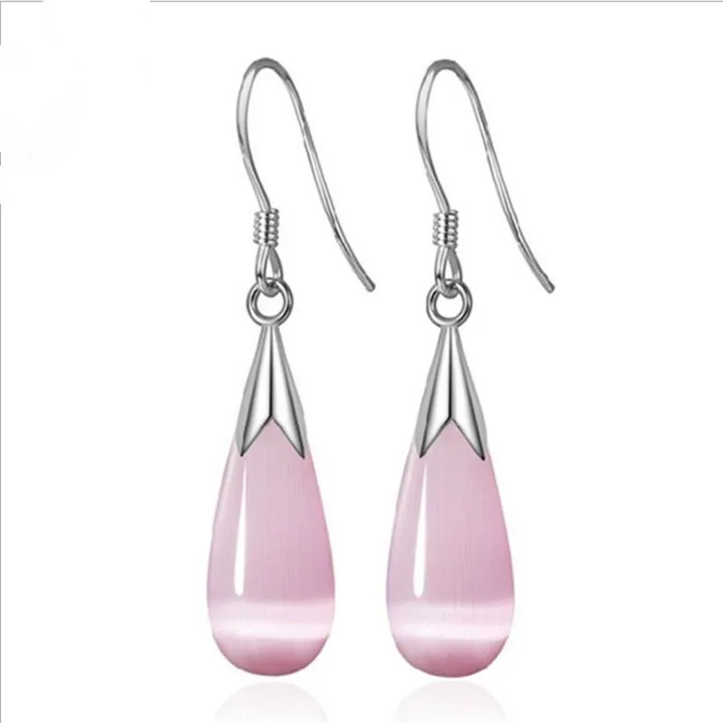 

Серьги-капли женские из серебра 925 пробы с розовыми каплями