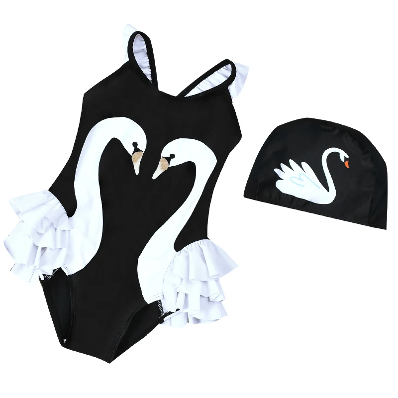 Новинка цельный купальник для девочек с рюшами лебединые купальники детский