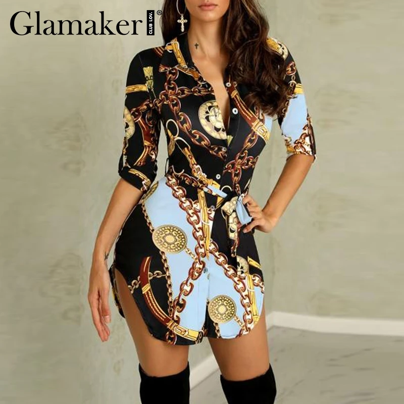 Женское платье мини Glamaker винтажное облегающее на шнурках с цепным принтом в