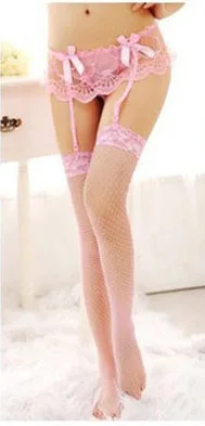 pink net set Сексуальный пояс с резинками для чулок, набор, сексуальные ажурные чулки, женское сексуальное нижнее белье до колена, подвязки, колготки, кружевные колготки, чулки до бедра - Цвет: pink net set