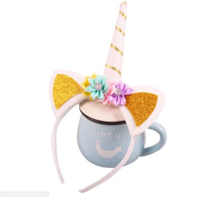 1PCS Flash Unicorn Headdress Masquerade DIY Unicorn Child Headband Party Hair Accessories Baby Shower Decoration