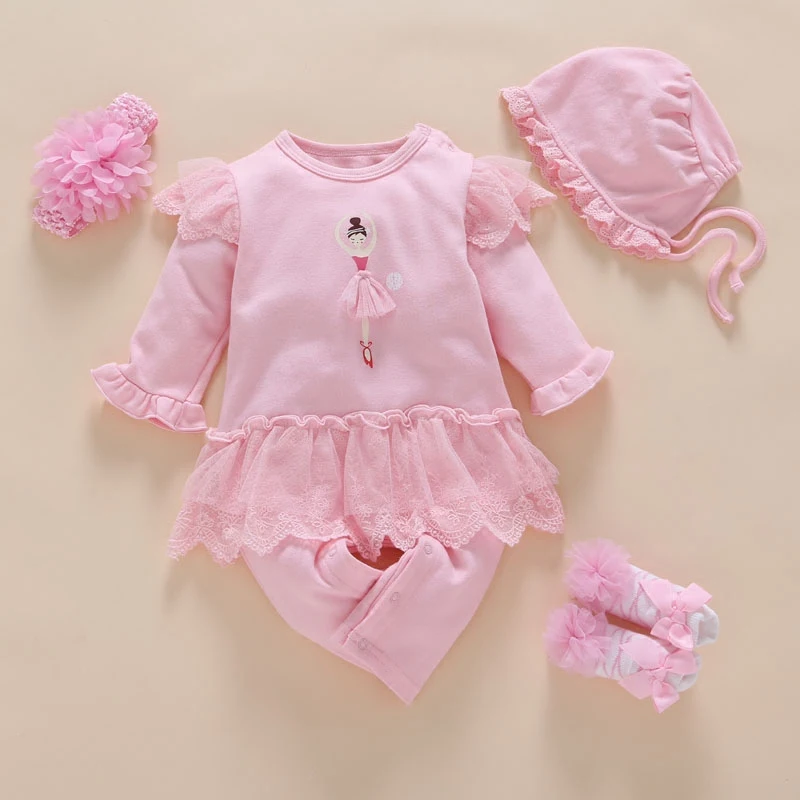 зима весна одежда для новорожденных девочек ползунки хлопок Балетное шаблон