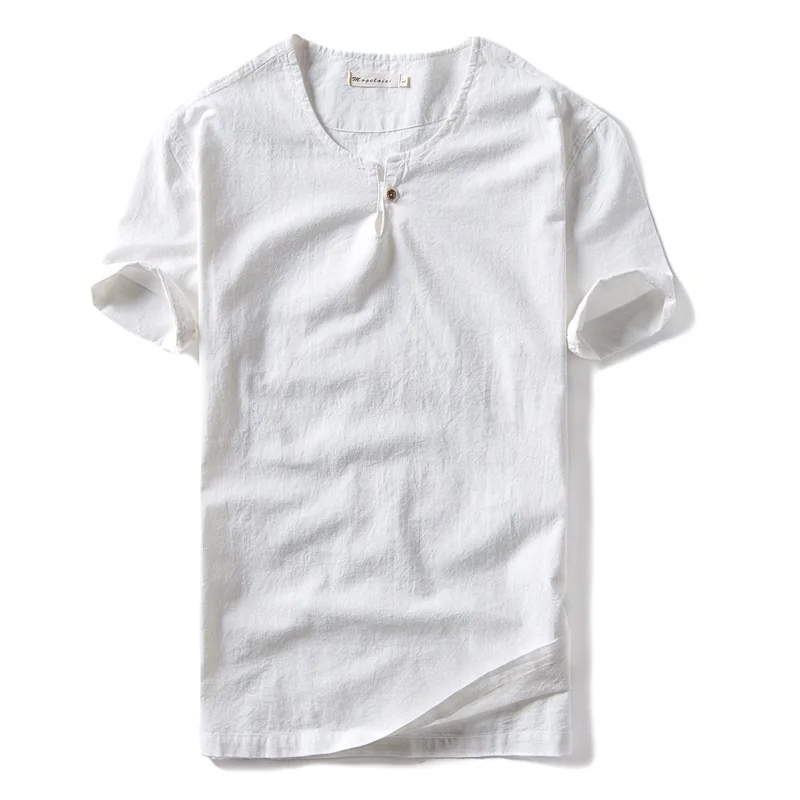 Новинка 2017 дизайнерская летняя льняная футболка Мужская модная повседневная