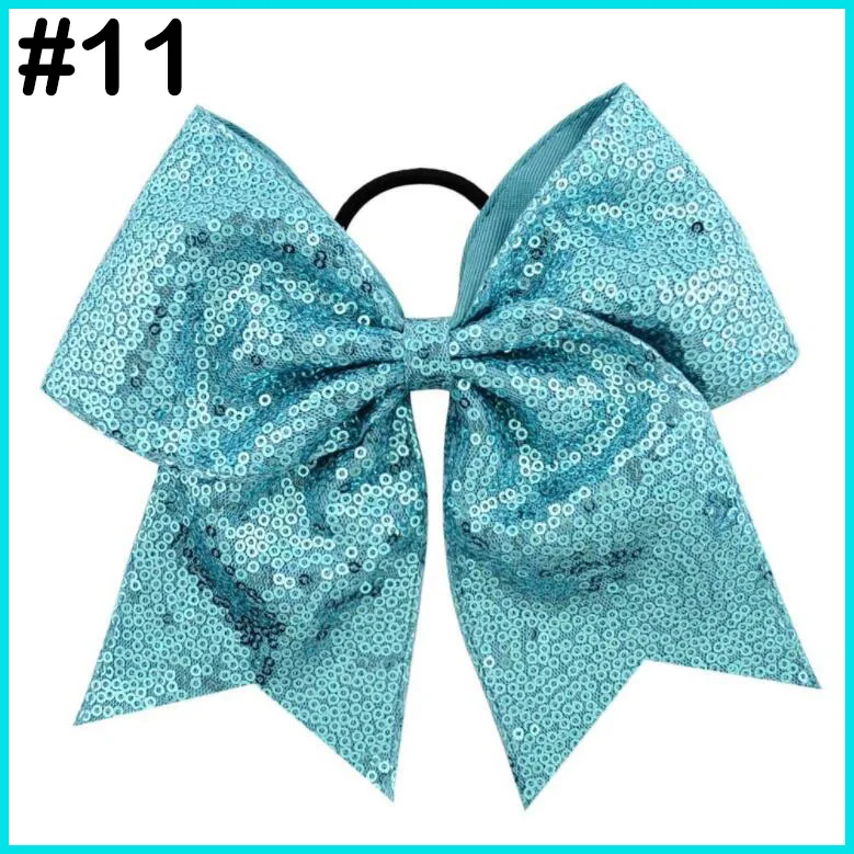 free shipping 10pcs 8'' Inch Bling Sparkly Glitter Sequins Pigtail Bows For Girls Large Cheerleader Hair Ponytail Holder |