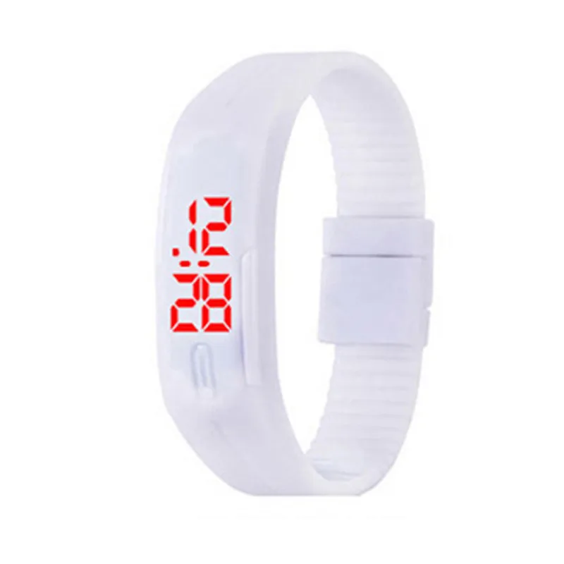 Мужские и женские модные силиконовые белые черные светодиодные спортивные часы