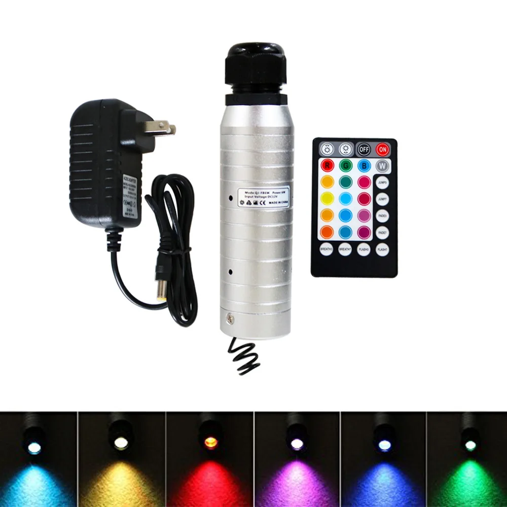 DC12V 6 Вт RGB светодиодный волоконно-оптический двигатель с радиочастотным пультом дистанционного управления для звездного неба украшения потолка