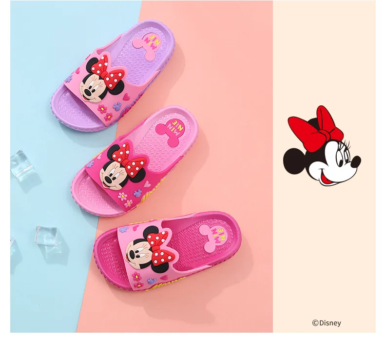 Натуральная disney детская сандалии и шлепанцы новые летние 5765 с Микки и Минни, не скользящая ПВХ тапочки с персонажами из мультфильмов; европейские размеры 24-35