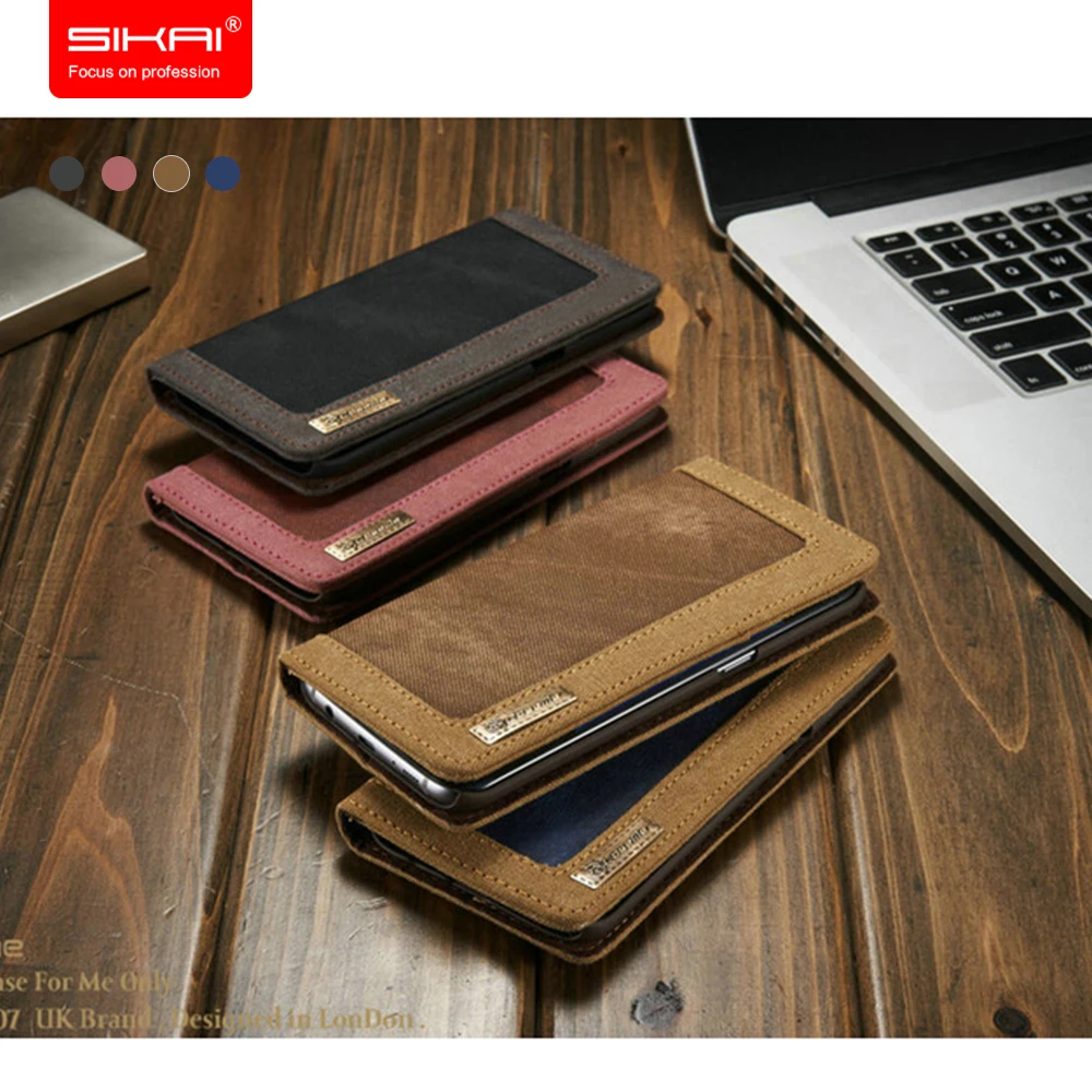 SIKAI Multi-function Wallet Flip Detachable Scratchproof Jeans Cover for Samsung S7edge Cell Phone Case Card Slot Zipper Bag | Мобильные