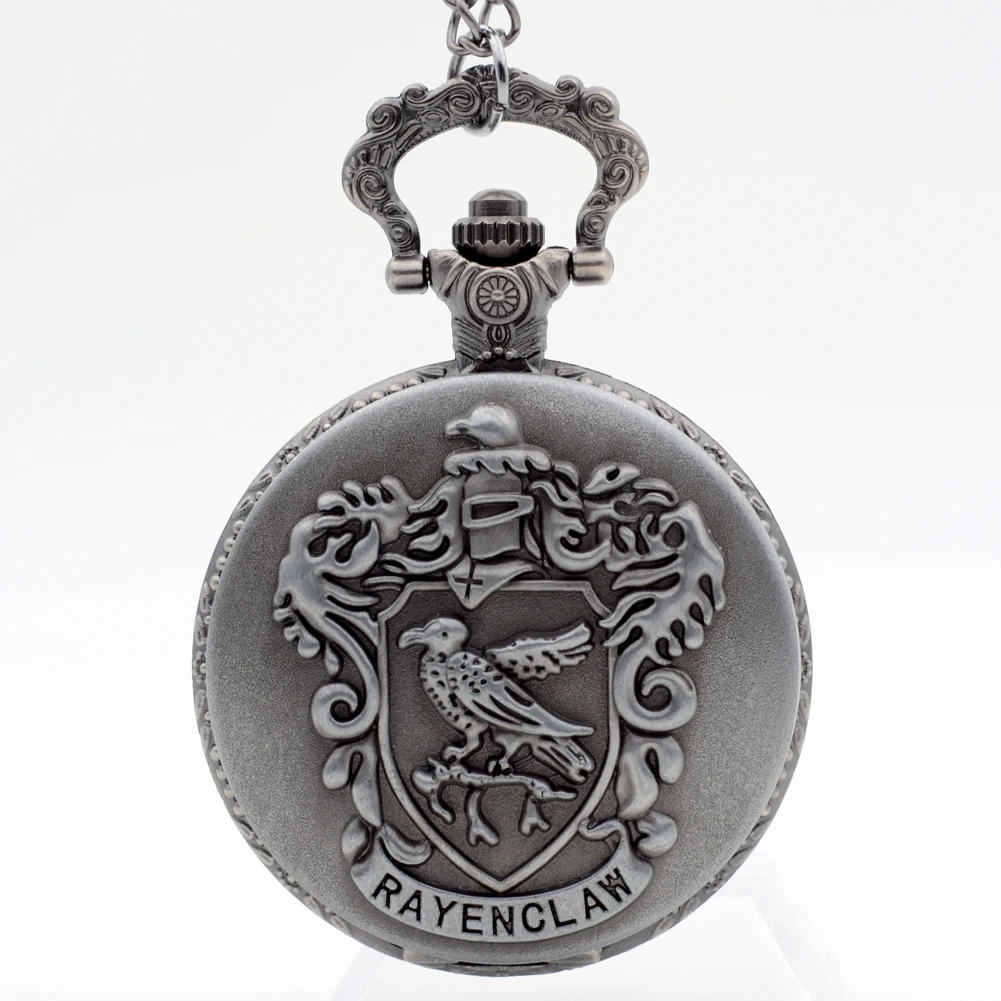 Vintage Silver Grey Равенкло Гарри Поттер Хогвартс Колледжа Кварцевые Карманные Часы