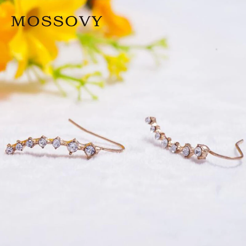 Mossovy очаровательные циркониевые серьги-гвоздики Нежный Золотой цвет женские