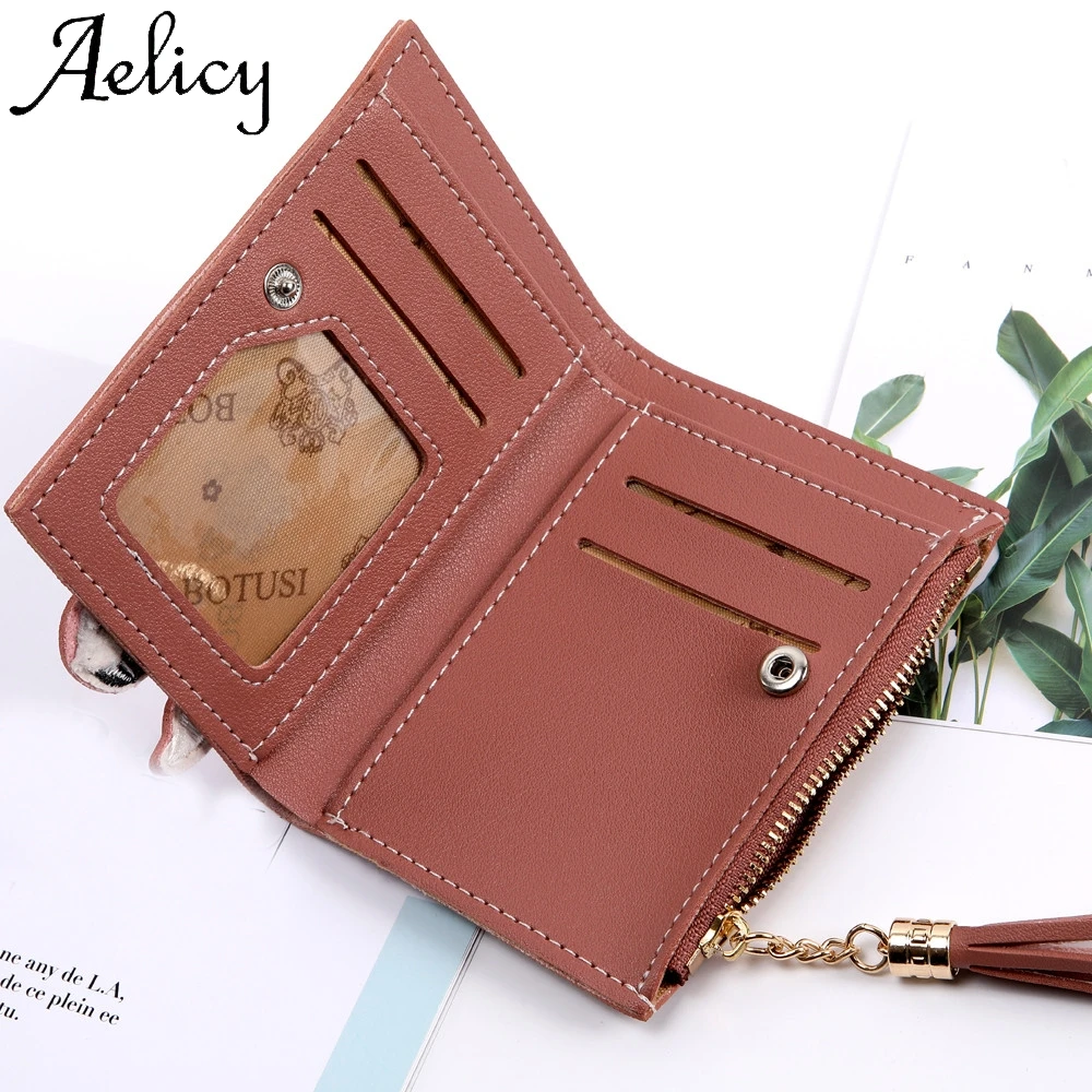 Aelicy женский короткий кошелек с лисой кошкой кисточками для монет