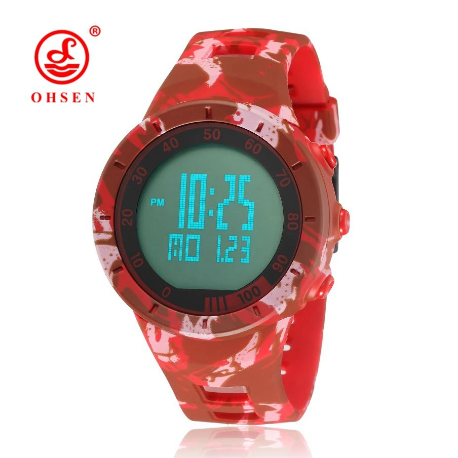Новые цифровые часы OHSEN мужские женские наручные для пар красные с резиновым