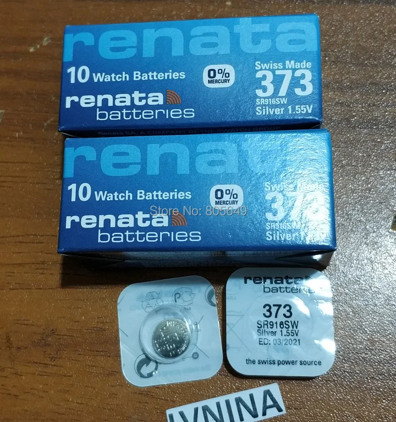 100Xrenata Серебряная оксидная батарея для часов 373 SR916SW 916 1 55 V 100% оригинальный бренд