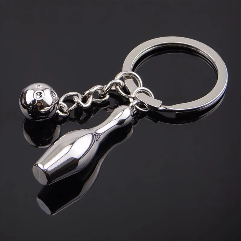 100 pcs/lot Metal Keychain Sport Key Chain Hot Sale Mini bowling key Ring keychain keychains souvenir Car Men and Women Gift | Украшения и
