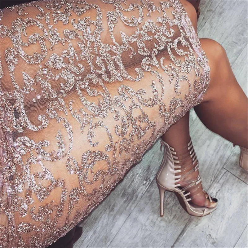 Женщины Сексуальные Юбки Блестками Цветы Вышивка Bodycon Midi Длина Прилив Кружево
