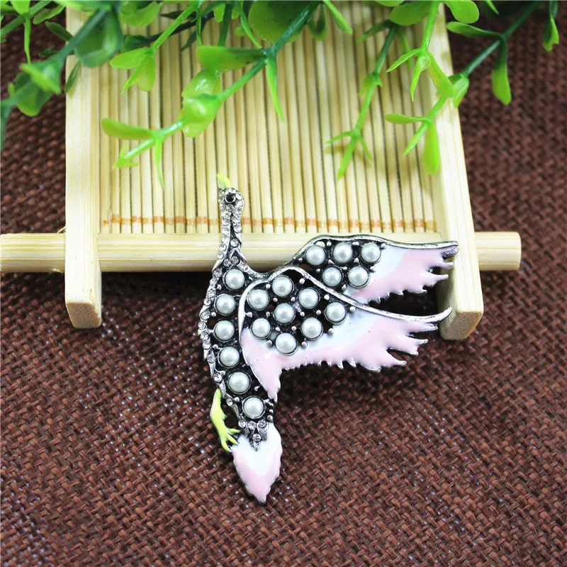 ENZE woman jewelry White pearl green bird wasp owl purple locust brooch for boy girl badge collar pin accessories wholesale | Украшения и