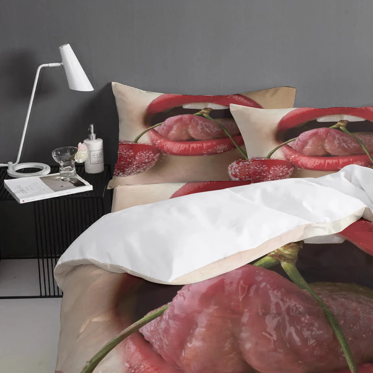 Сексуальные губы красная вишня 4 шт набор пододеяльников одеяло покрывало