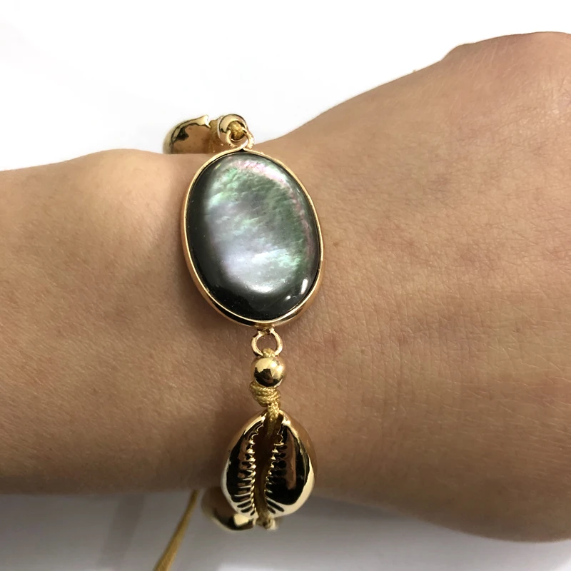 2019 с новым годом перламутром очаровательные PUKA оболочка браслет ручной работы