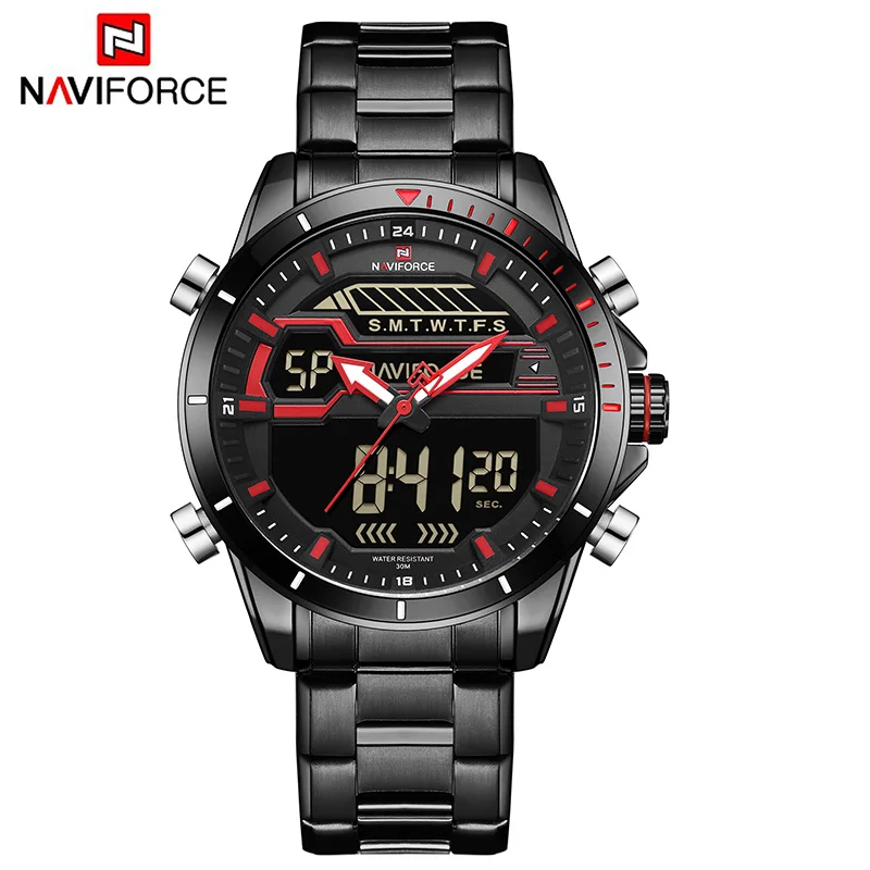 NAVIFORCE мужские часы из нержавеющей стали Спортивные кварцевые аналоговые Мужские