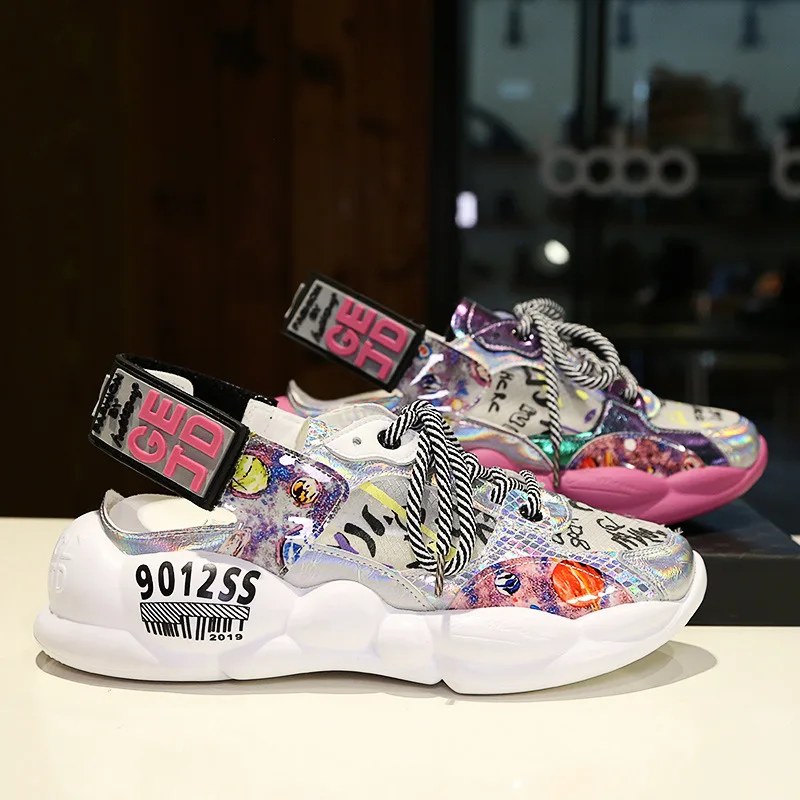 Женские спортивные сандалии из микрофибры с надписями и граффити Baotou на