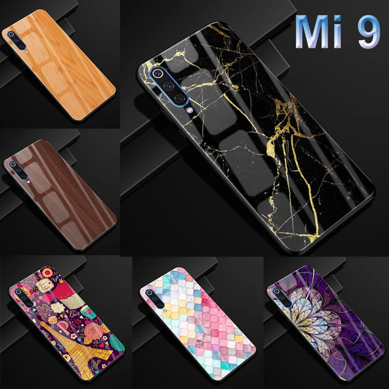 Чехол для Xiaomi Mi 9 чехол из закаленного стекла Mi9 с изображением деревянного камня