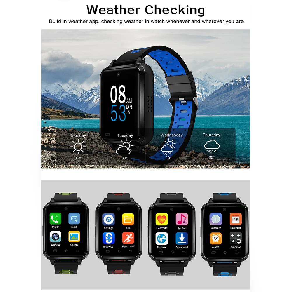 B01 smart watch Android Quad Core 1GB/8GB 4G Smart Watch Phone Heart Rate tracker Sim Card Support Change Strap 720mAh battery |