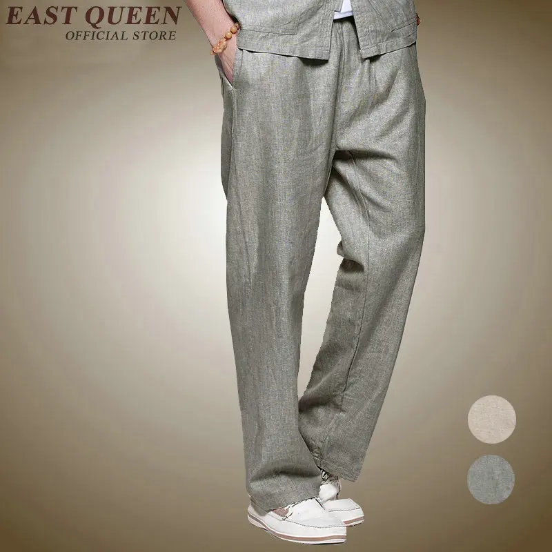 Брюки мужские льняные легкие дышащие хлопковые Свободные повседневные Прямые