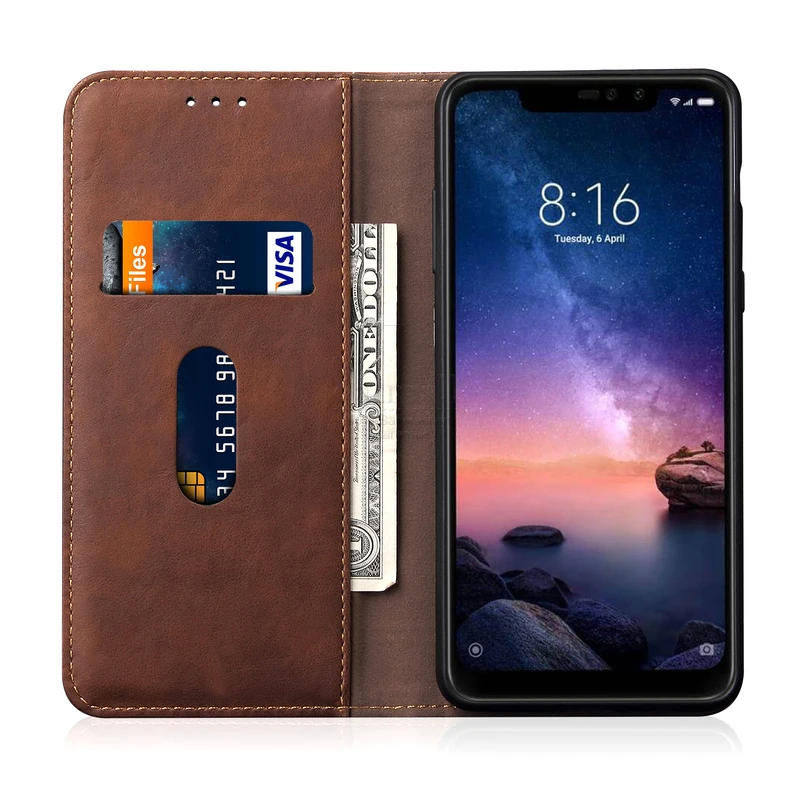 Винтажный кожаный чехол-книжка для XiaoMI RedMI Note 6 pro, Роскошный кошелек с отделением для карт, Магнитный чехол-книжка, повседневный чехол для телефона, Funda