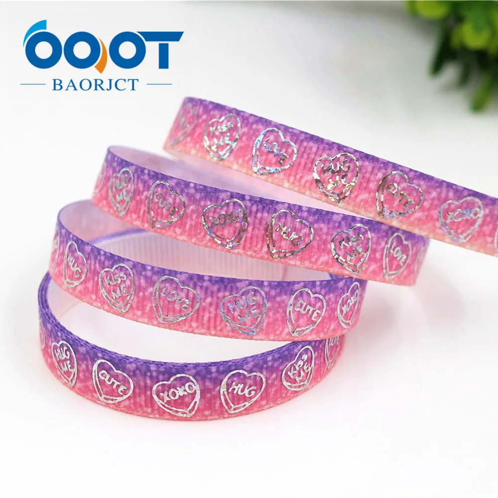 OOOT BAORJCT G 18609 379 10 мм ярдов лазерная серебряная в форме сердца с принтом love корсажная лента сделай сам головной