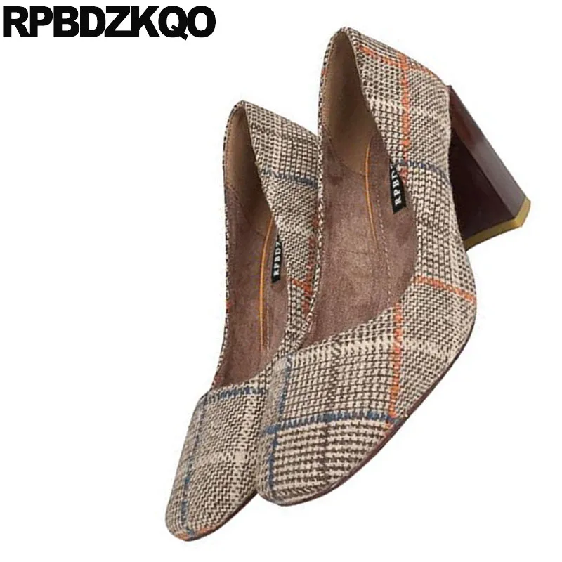 Туфли-лодочки винтажные женские туфли на высоком толстом каблуке 3 дюйма