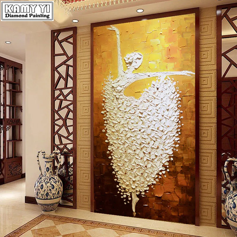 

DIY 5D Diamond Painting Ballet Dancer Cross Stitch Kit Diamonds Embroidery Square/Round Mosaic Living Room Home Decoration XY20