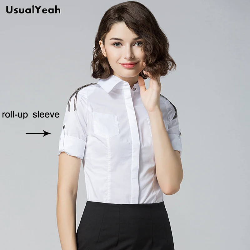 Рубашка женская летняя однотонная с блестками и кисточками коротким рукавом|blouse