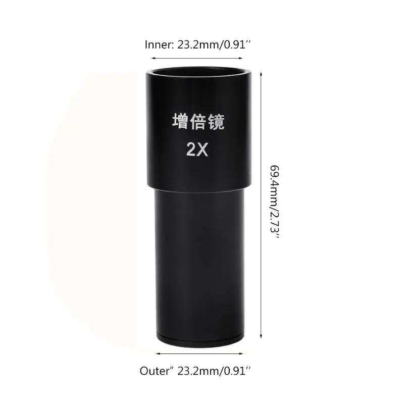 2X Bio-microscope Barlow Lens Mounted Biological Microscope Eyepiece Adapter Size 23.2mm |