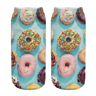Socks 42290 Женские 3D носки, забавные носки с принтом гамбургера, Пончика, десерта, Повседневные Носки с рисунком еды, короткие носки - Цвет: Socks 42290