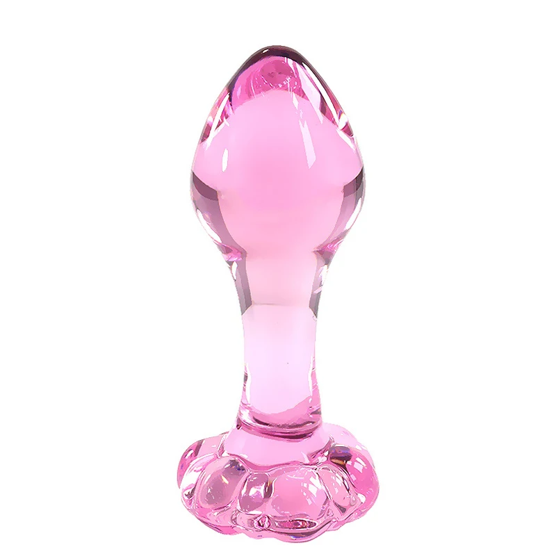 Pink trumpet back court glass anal plug ice fire stick men and women adult supplies sex tools flirt simulation phall |