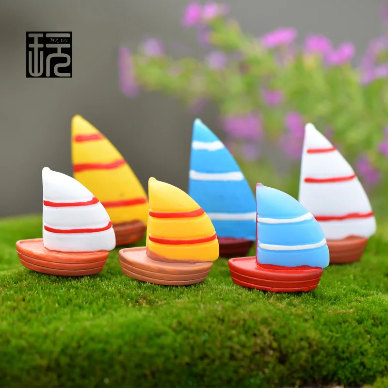 Большие и маленькие модели лодок красочные мини фигурки бак/бутылка/садовая