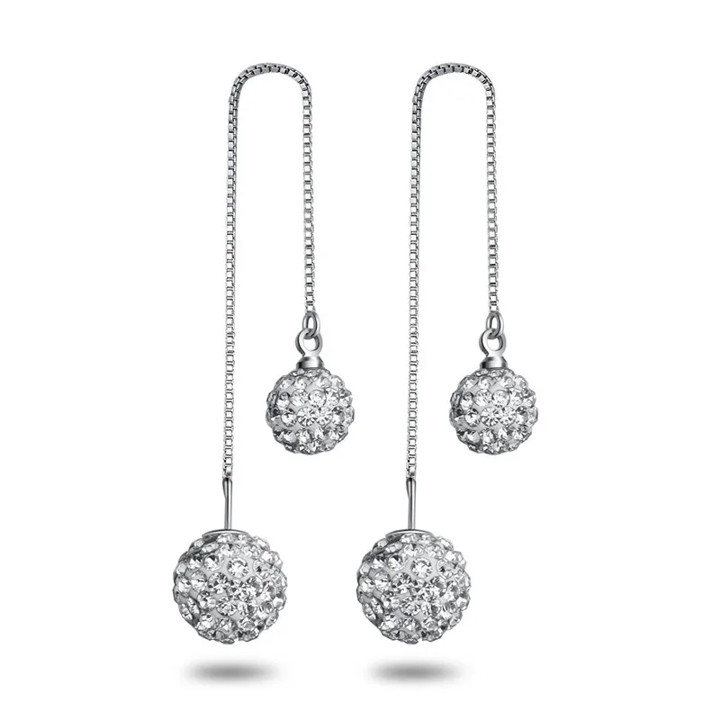 

100% 925 sterling silver fashion shiny Shambhala ball crystal ladies' stud earrings women jewelry Valentine's day gift