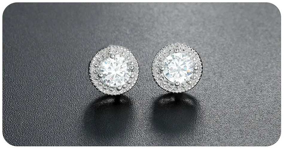 UMODE, белое золото, Круглые, 0.5ct, серьги-гвоздики для женщин и девочек, простые серьги с кубическим цирконием, модные ювелирные аксессуары UE0259