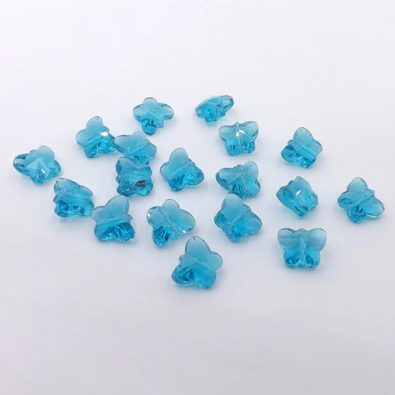Стеклянные бусины в форме бабочки QIAOHE, 50 шт., небесно-голубые бусины 10x8 мм для изготовления модных украшений # QHGZ55