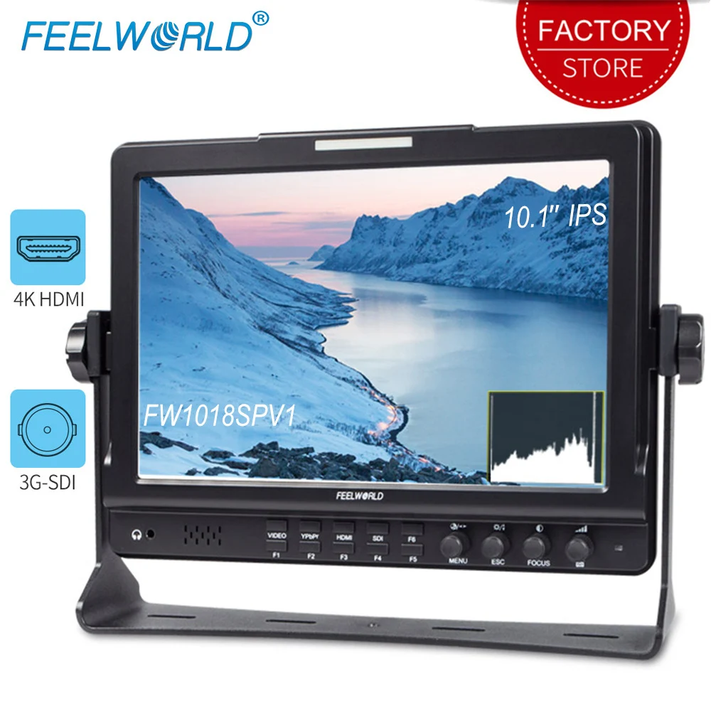 Feelworld FW1018SPV1 10,1 дюймов 3g SDI 4K HDMI камера DSLR полевой монитор Full HD 1920x1200 ЖК ips экран с пиковой гистограммой