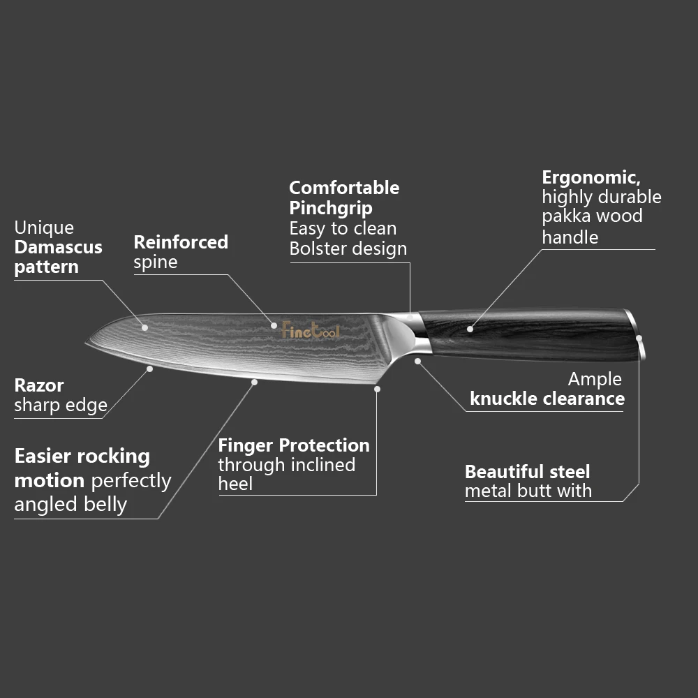 Дамасский нож шеф повара 67 слоев VG10 Дамасская сталь 5 дюймовый Santoku Pakka деревянная